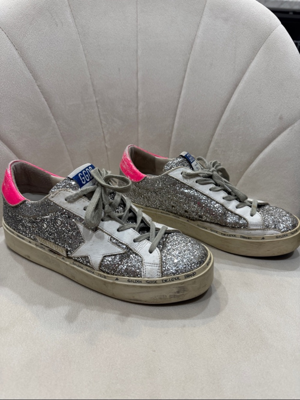 Golden Goose Silver Glitter Hi Stars - Picture 2 of 5